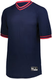 Holloway Retro V-Neck Baseball Jersey in Navy/Scarlet  -Part of the Adult, Adult-Jersey, Baseball, Holloway, Shirts, All-Sports, All-Sports-1 product lines at KanaleyCreations.com