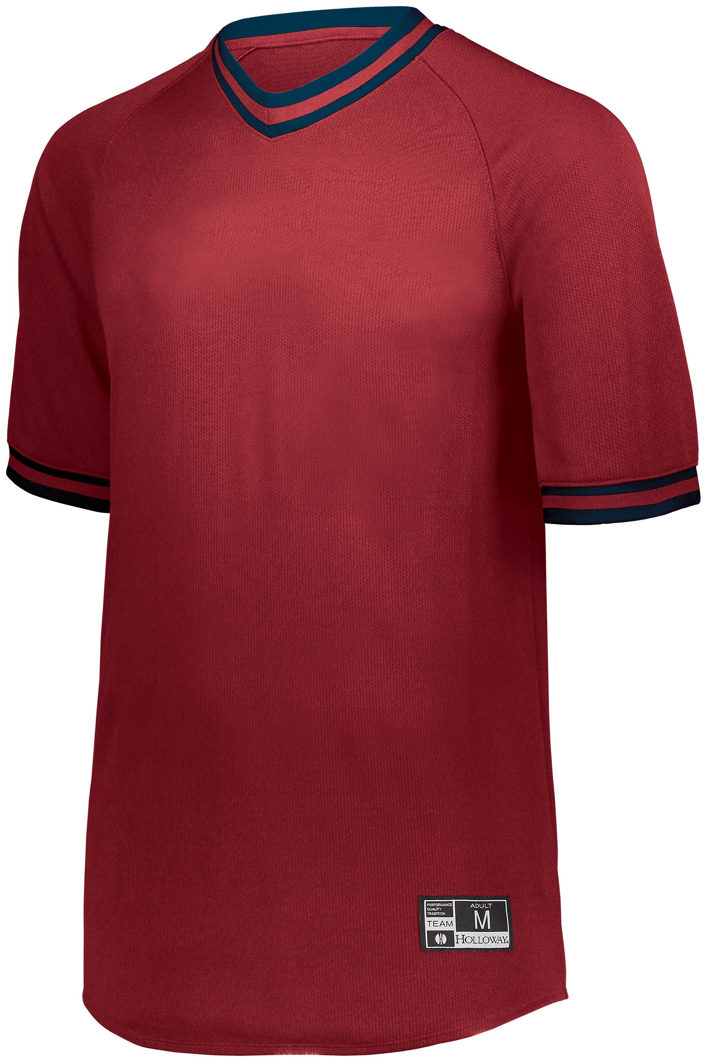 Holloway Retro V-Neck Baseball Jersey in Scarlet/Navy  -Part of the Adult, Adult-Jersey, Baseball, Holloway, Shirts, All-Sports, All-Sports-1 product lines at KanaleyCreations.com