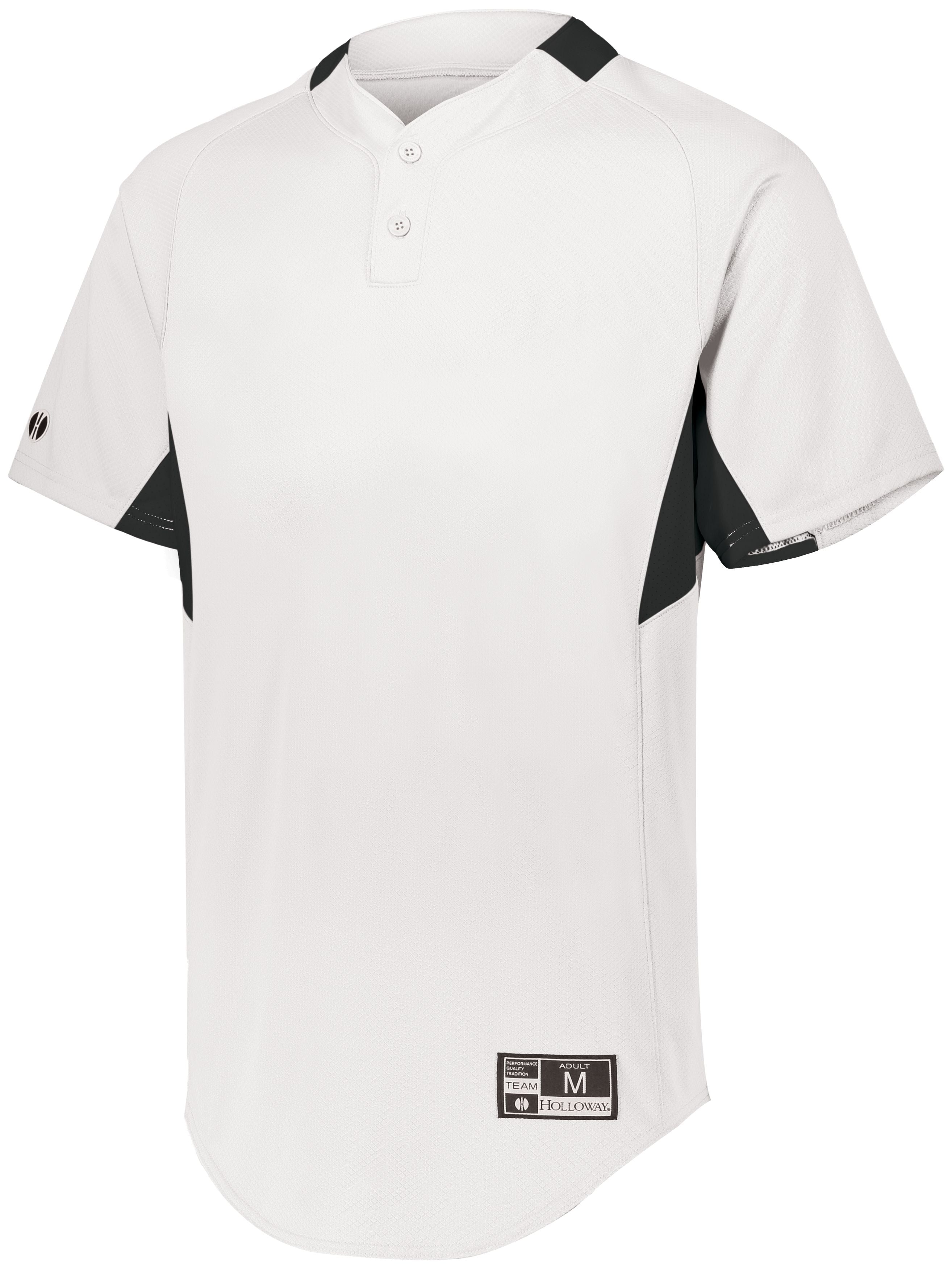 Holloway Youth  Game7 Two-Button Baseball Jersey in White/Black  -Part of the Youth, Youth-Jersey, Baseball, Holloway, Shirts, All-Sports, All-Sports-1 product lines at KanaleyCreations.com