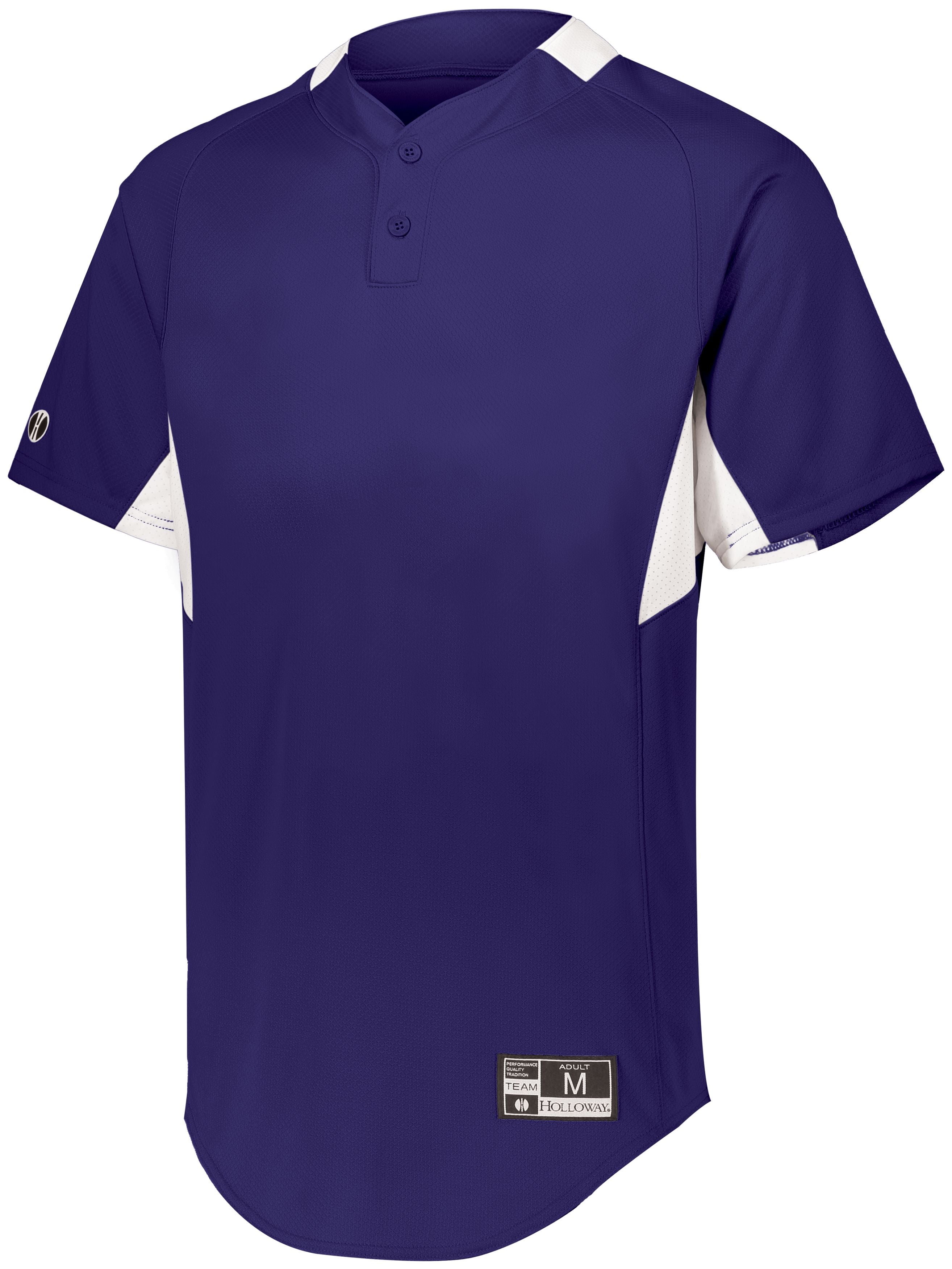 Holloway Youth  Game7 Two-Button Baseball Jersey in Purple/White  -Part of the Youth, Youth-Jersey, Baseball, Holloway, Shirts, All-Sports, All-Sports-1 product lines at KanaleyCreations.com