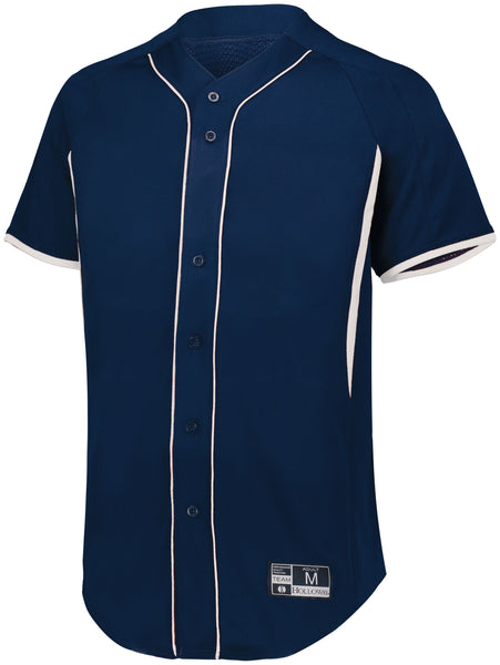 Augusta XL Full-Button Baseball Jersey Navy/Red 1655 