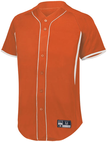 Holloway Game7 Full-Button Baseball Jersey in Orange/White  -Part of the Adult, Adult-Jersey, Baseball, Holloway, Shirts, All-Sports, All-Sports-1 product lines at KanaleyCreations.com