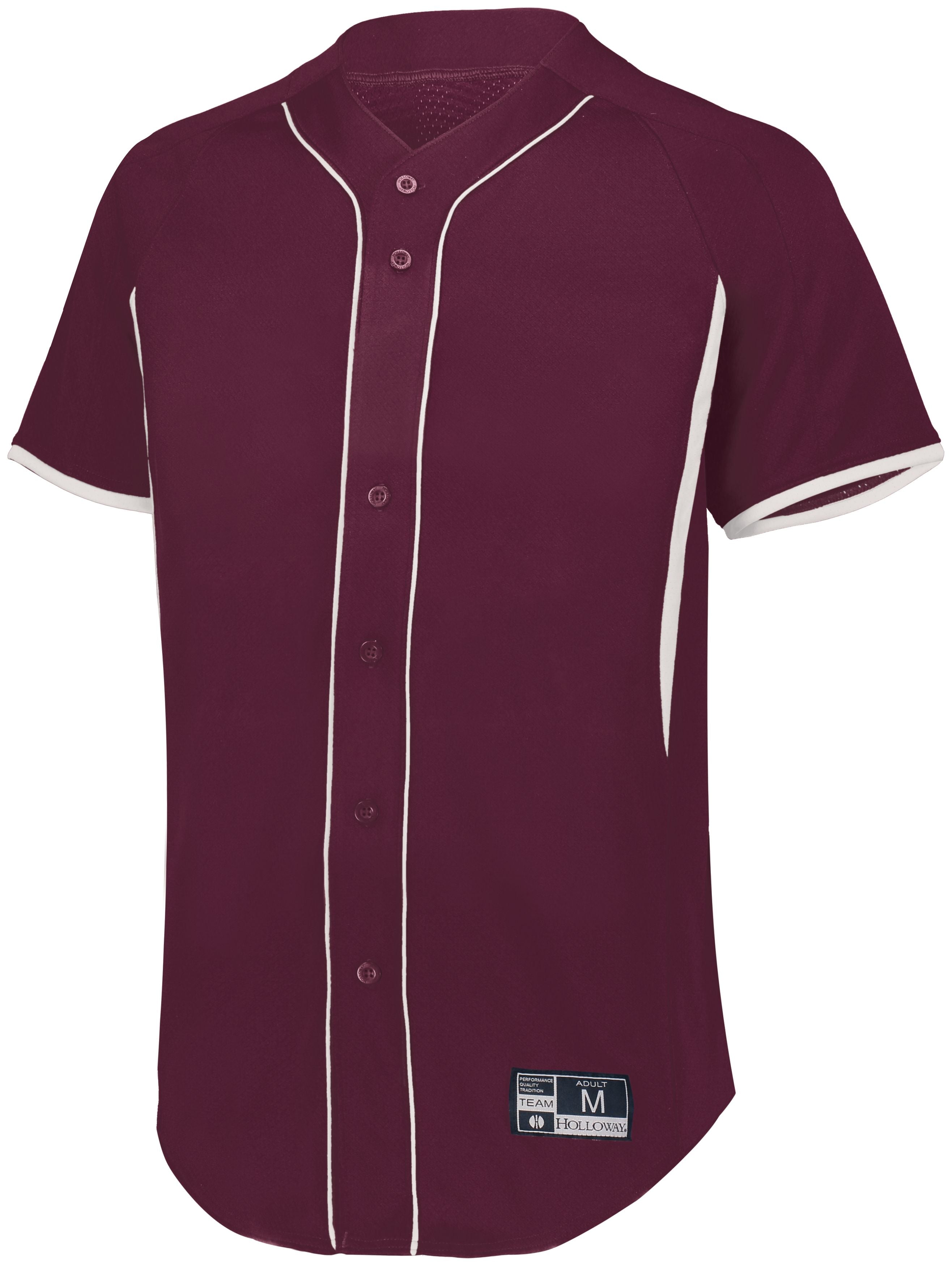 Holloway Game7 Full-Button Baseball Jersey in Maroon/White  -Part of the Adult, Adult-Jersey, Baseball, Holloway, Shirts, All-Sports, All-Sports-1 product lines at KanaleyCreations.com