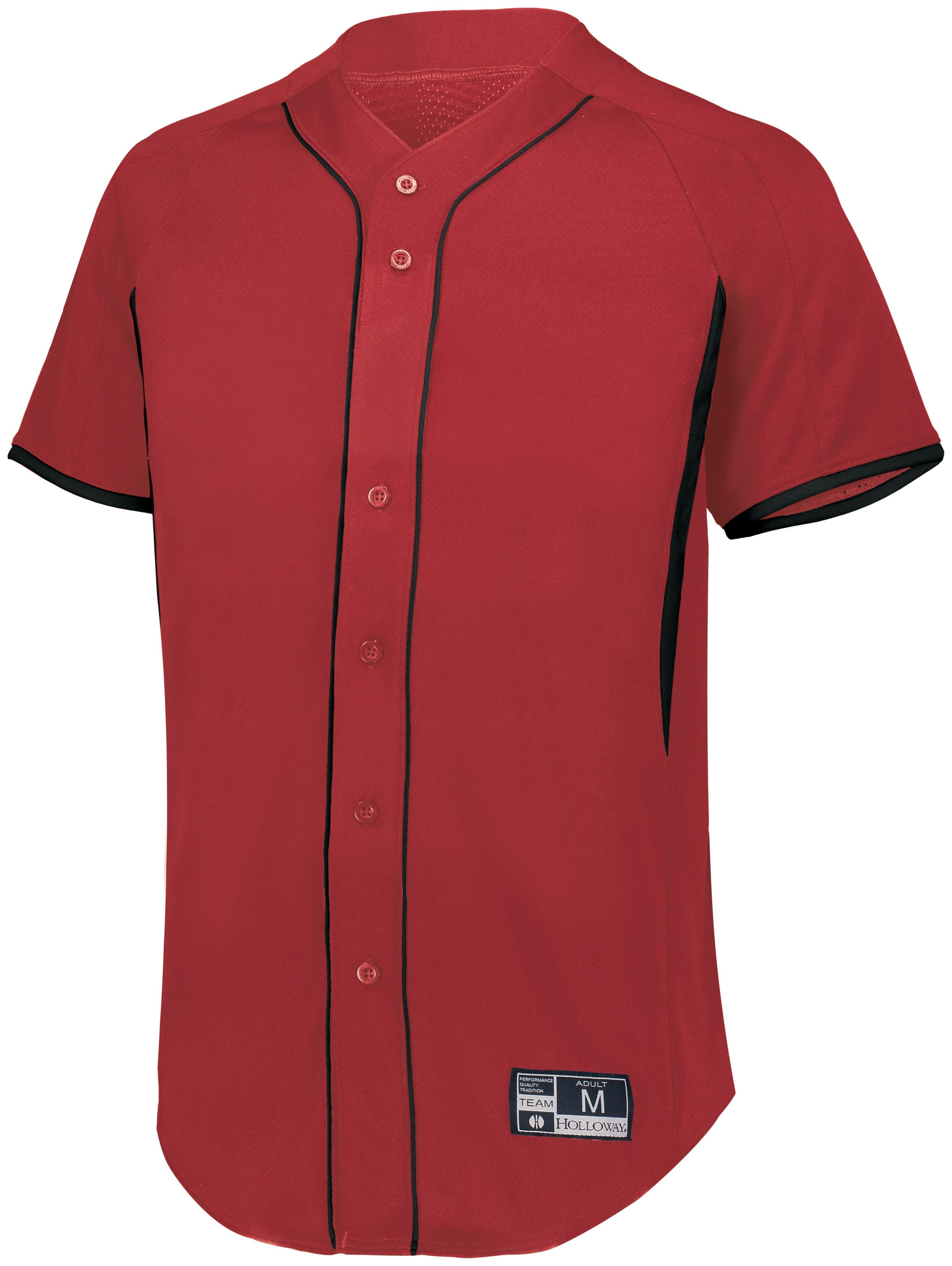Holloway Game7 Full-Button Baseball Jersey in Scarlet/Black  -Part of the Adult, Adult-Jersey, Baseball, Holloway, Shirts, All-Sports, All-Sports-1 product lines at KanaleyCreations.com