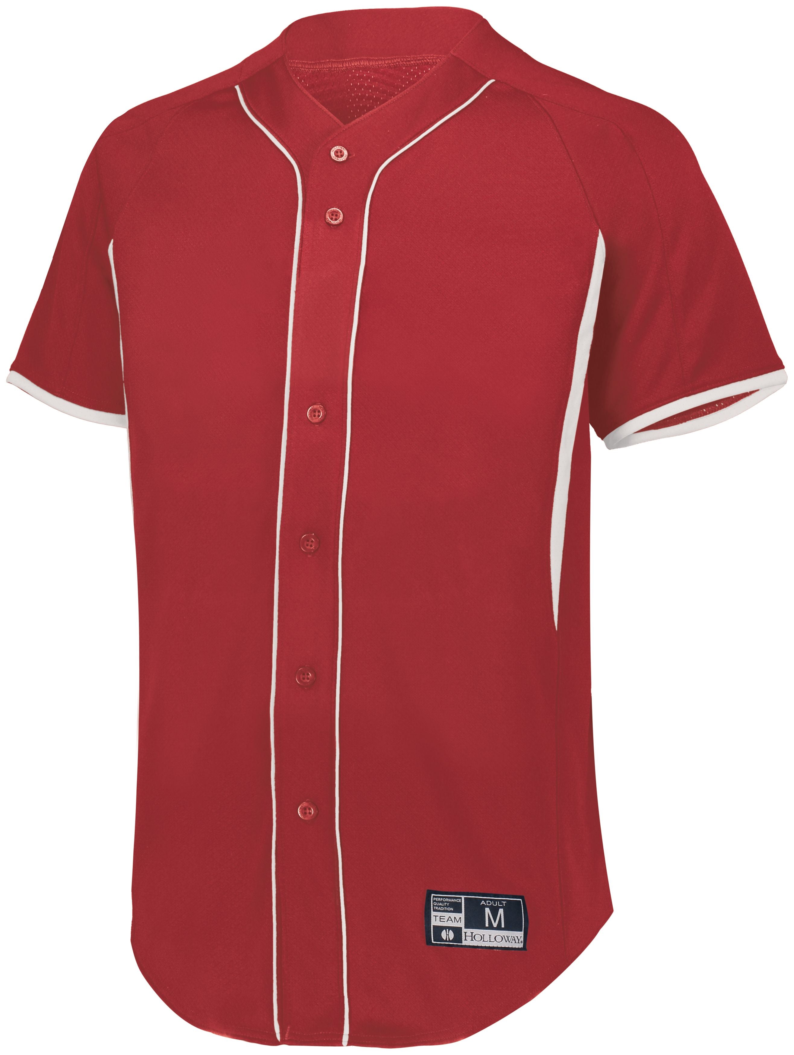 Holloway Game7 Full-Button Baseball Jersey in Scarlet/White  -Part of the Adult, Adult-Jersey, Baseball, Holloway, Shirts, All-Sports, All-Sports-1 product lines at KanaleyCreations.com
