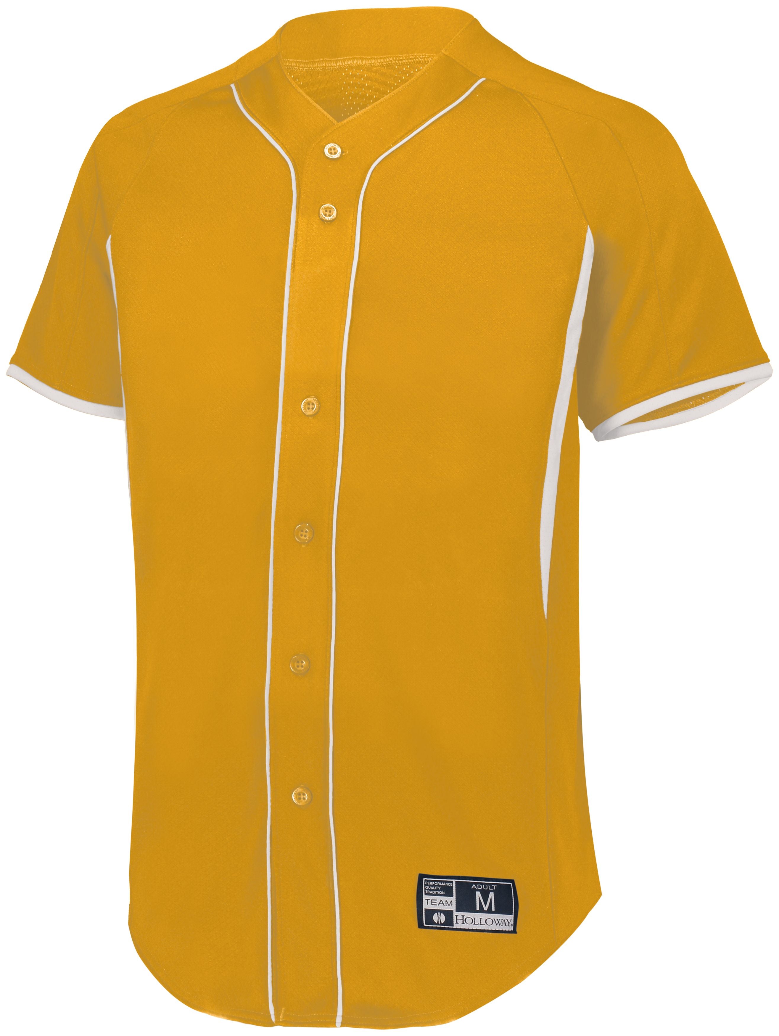 Holloway Game7 Full-Button Baseball Jersey in Light Gold/White  -Part of the Adult, Adult-Jersey, Baseball, Holloway, Shirts, All-Sports, All-Sports-1 product lines at KanaleyCreations.com