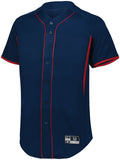 Holloway Youth  Game7 Full-Button Baseball Jersey in Navy/Scarlet  -Part of the Youth, Youth-Jersey, Baseball, Holloway, Shirts, All-Sports, All-Sports-1 product lines at KanaleyCreations.com
