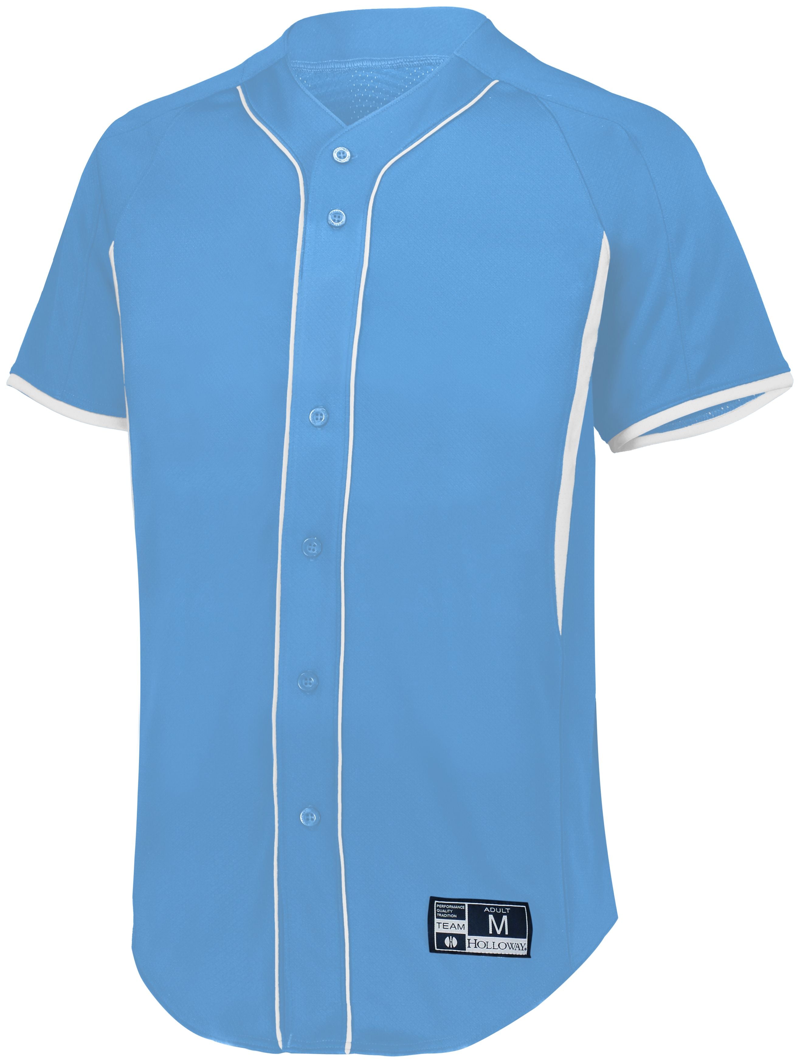 Holloway Game7 Full-Button Baseball Jersey in University Blue/White  -Part of the Adult, Adult-Jersey, Baseball, Holloway, Shirts, All-Sports, All-Sports-1 product lines at KanaleyCreations.com