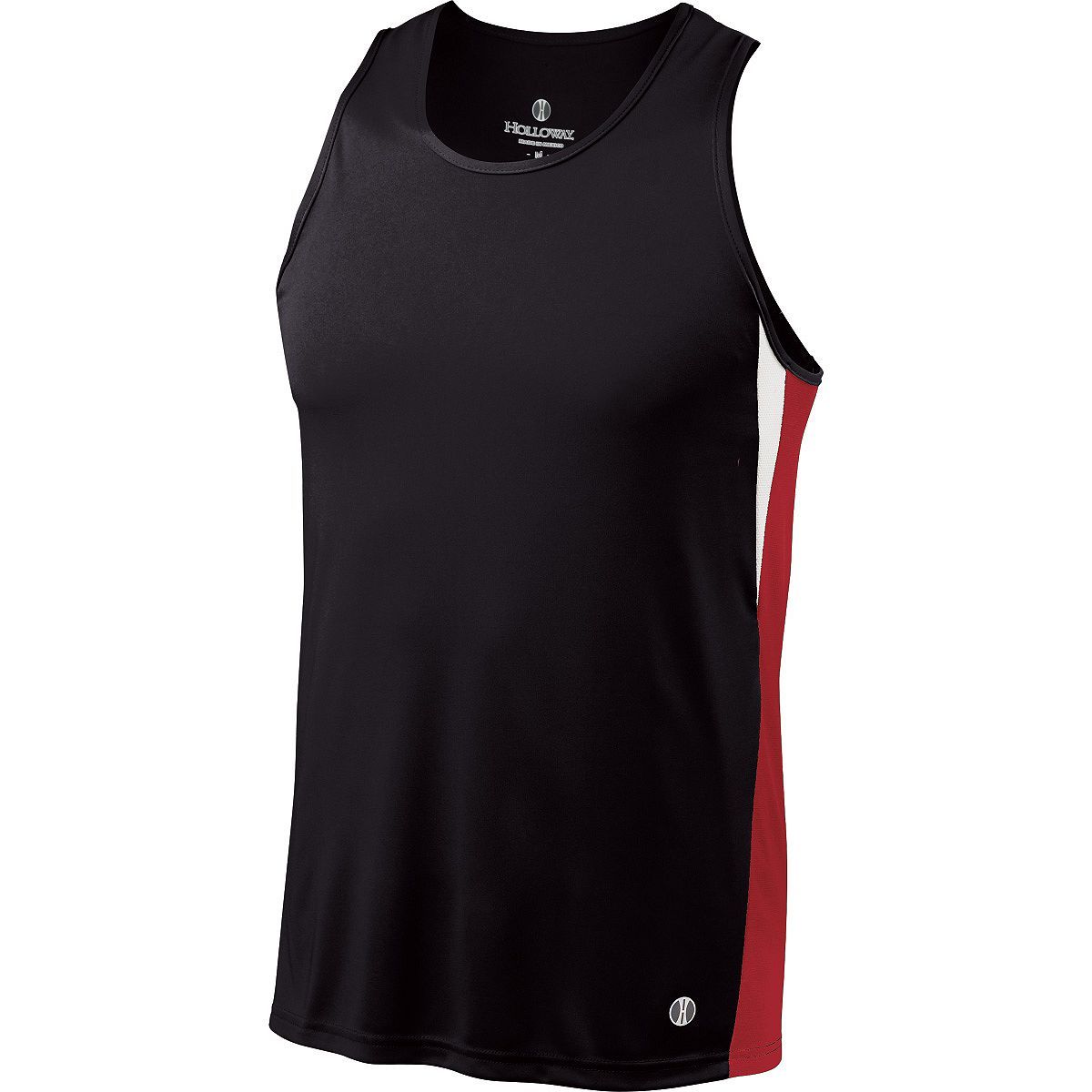 Holloway Vertical Singlet in Black/Scarlet/White  -Part of the Adult, Track-Field, Holloway, Shirts product lines at KanaleyCreations.com