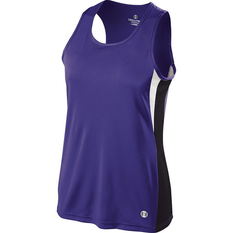 Holloway Ladies Vertical Singlet in Purple/Black/White  -Part of the Ladies, Track-Field, Holloway, Shirts product lines at KanaleyCreations.com