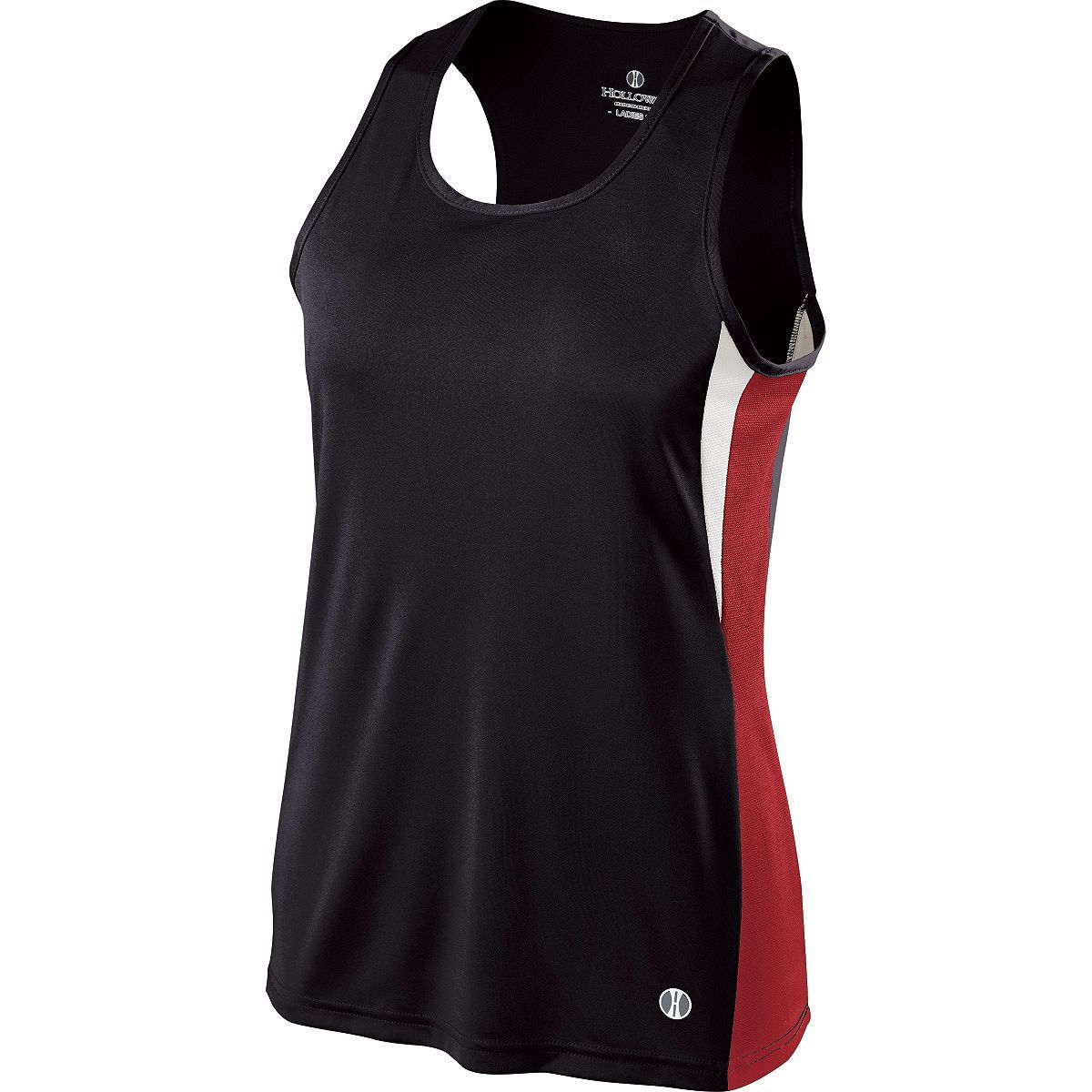 Holloway Ladies Vertical Singlet in Black/Scarlet/White  -Part of the Ladies, Track-Field, Holloway, Shirts product lines at KanaleyCreations.com