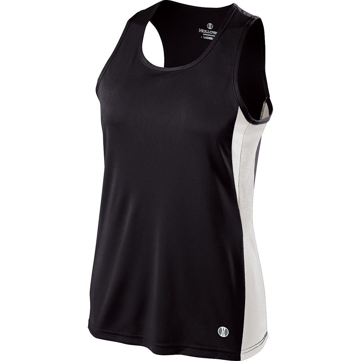 Holloway Ladies Vertical Singlet in Black/White/White  -Part of the Ladies, Track-Field, Holloway, Shirts product lines at KanaleyCreations.com