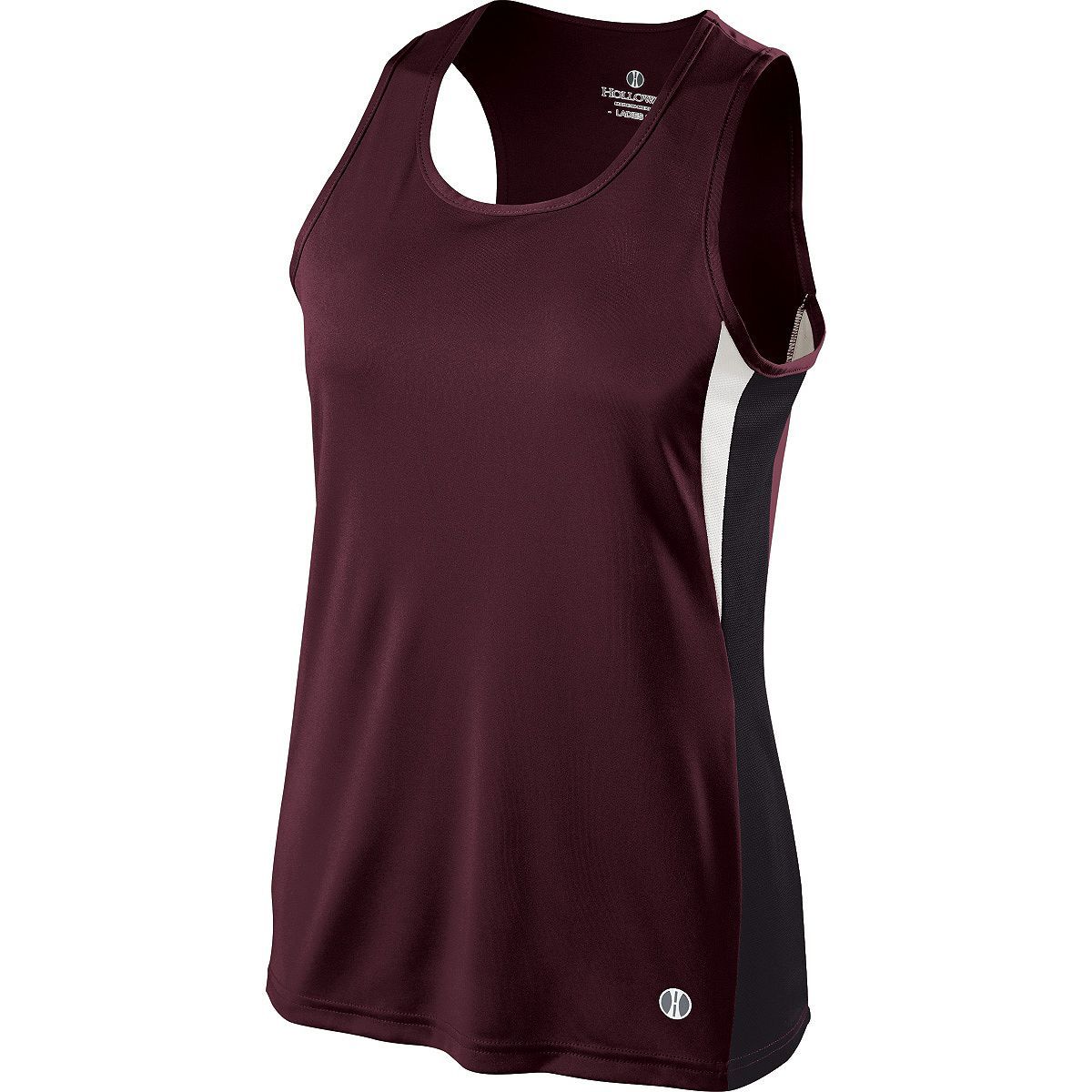 Holloway Ladies Vertical Singlet in Dark Maroon/Black/White  -Part of the Ladies, Track-Field, Holloway, Shirts product lines at KanaleyCreations.com