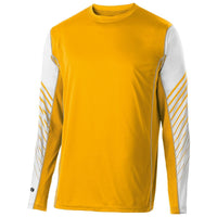 Holloway Youth Arc Shirt Long Sleeve in Light Gold/White  -Part of the Youth, Holloway, Shirts product lines at KanaleyCreations.com