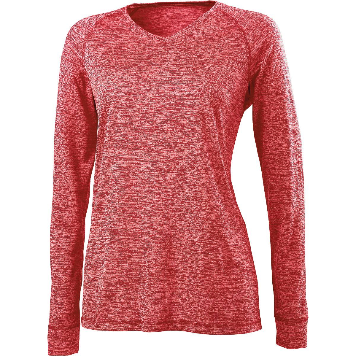 Holloway Ladies Electrify 2.0 V-Neck Long Sleeve Shirt in Scarlet Heather  -Part of the Ladies, Holloway, Shirts product lines at KanaleyCreations.com