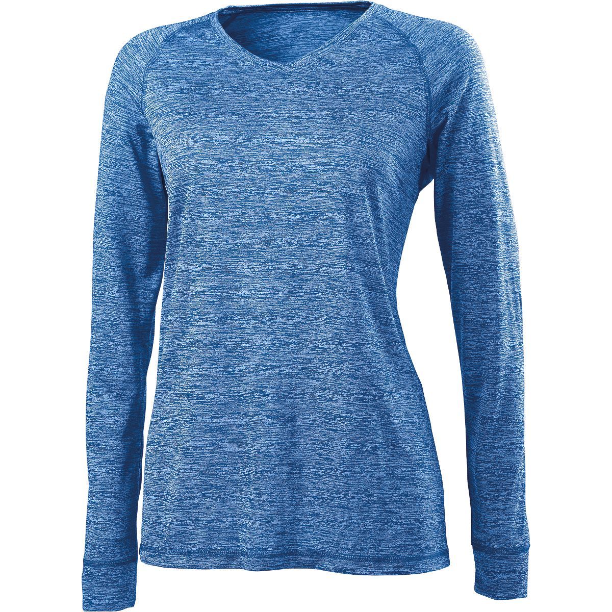 Holloway Ladies Electrify 2.0 V-Neck Long Sleeve Shirt in Royal Heather  -Part of the Ladies, Holloway, Shirts product lines at KanaleyCreations.com