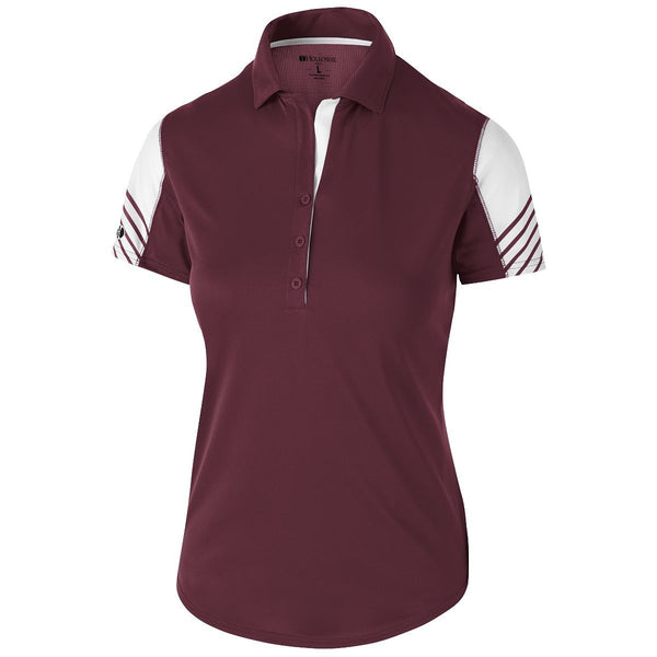 Holloway Ladies Arc Polo in Maroon/White  -Part of the Ladies, Ladies-Polo, Polos, Holloway, Shirts product lines at KanaleyCreations.com