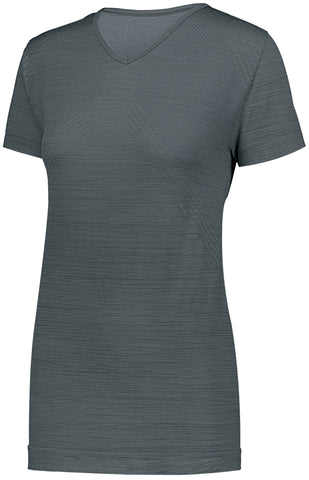 Holloway Ladies Striated Shirt Short Sleeve in Graphite  -Part of the Ladies, Holloway, Shirts, Striated-Collection product lines at KanaleyCreations.com