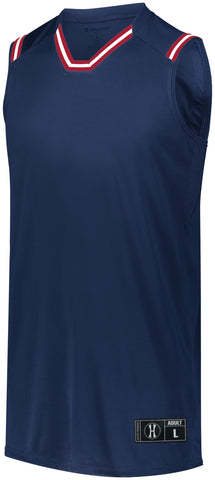 Holloway Retro Basketball Jersey in Navy/Scarlet/White  -Part of the Adult, Adult-Jersey, Basketball, Holloway, Shirts, All-Sports, All-Sports-1 product lines at KanaleyCreations.com