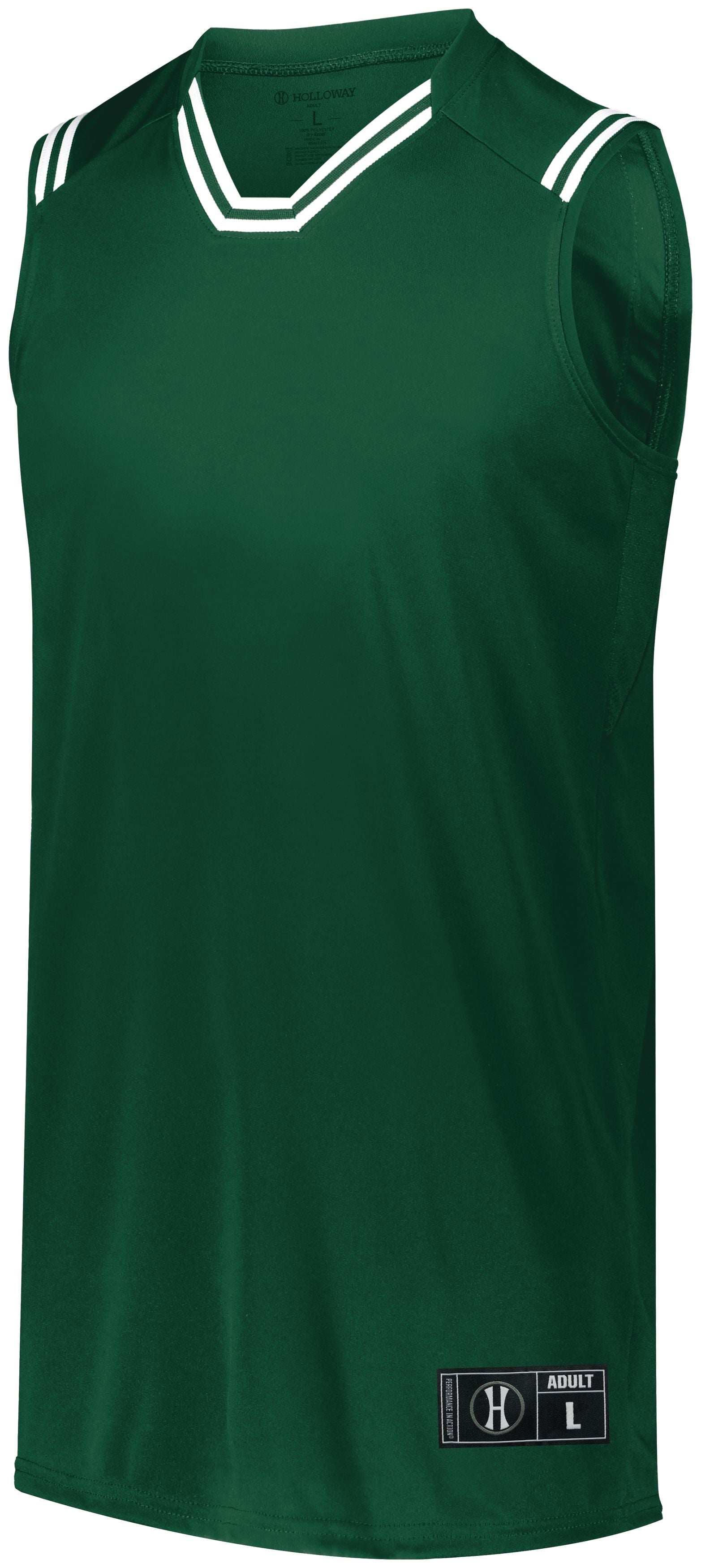 Holloway Retro Basketball Jersey in Forest/White  -Part of the Adult, Adult-Jersey, Basketball, Holloway, Shirts, All-Sports, All-Sports-1 product lines at KanaleyCreations.com