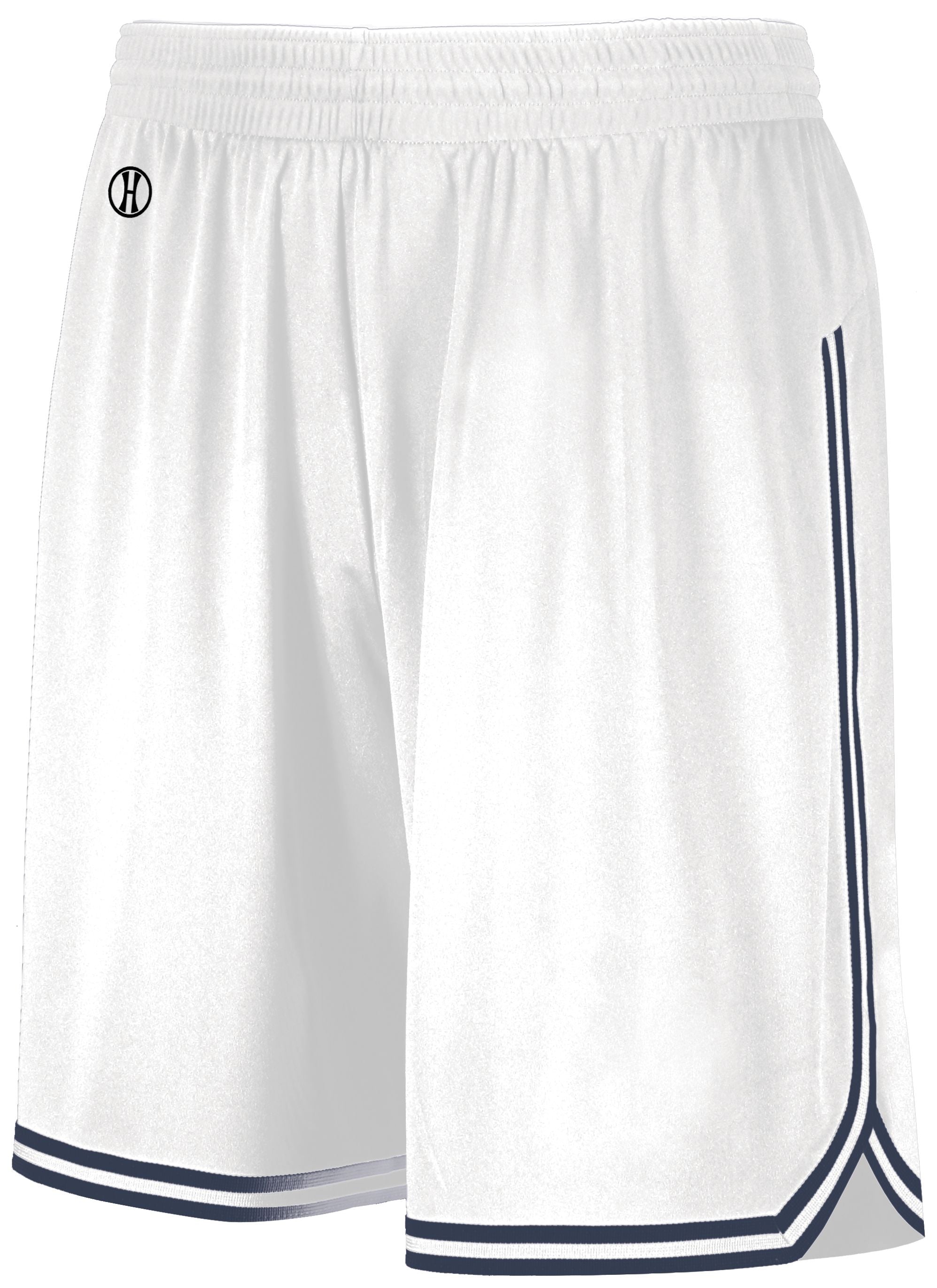Holloway Retro Basketball Shorts in White/Navy  -Part of the Adult, Adult-Shorts, Basketball, Holloway, All-Sports, All-Sports-1 product lines at KanaleyCreations.com