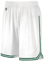 Holloway Retro Basketball Shorts in White/Forest  -Part of the Adult, Adult-Shorts, Basketball, Holloway, All-Sports, All-Sports-1 product lines at KanaleyCreations.com