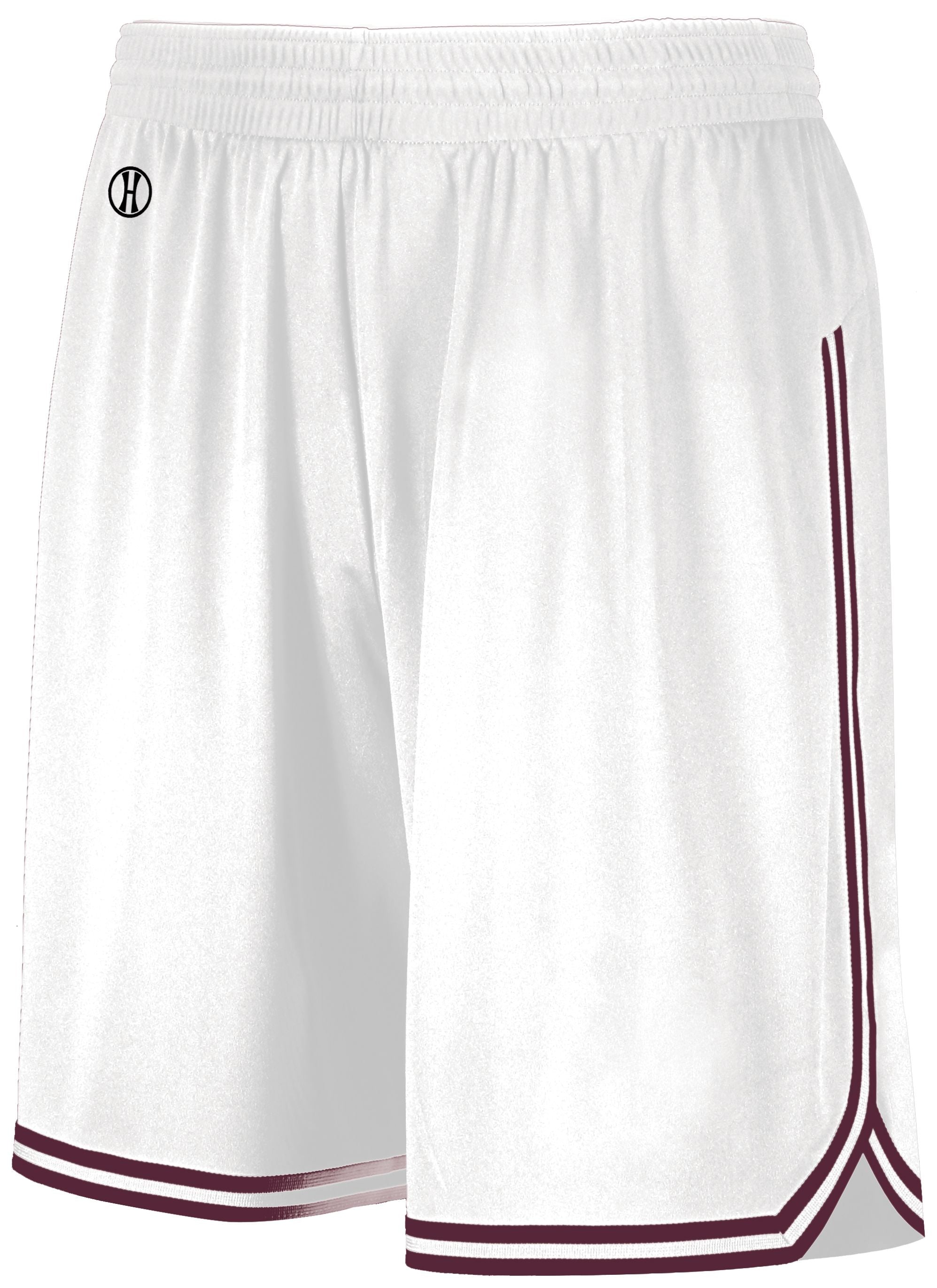 Holloway Retro Basketball Shorts in White/Maroon  -Part of the Adult, Adult-Shorts, Basketball, Holloway, All-Sports, All-Sports-1 product lines at KanaleyCreations.com