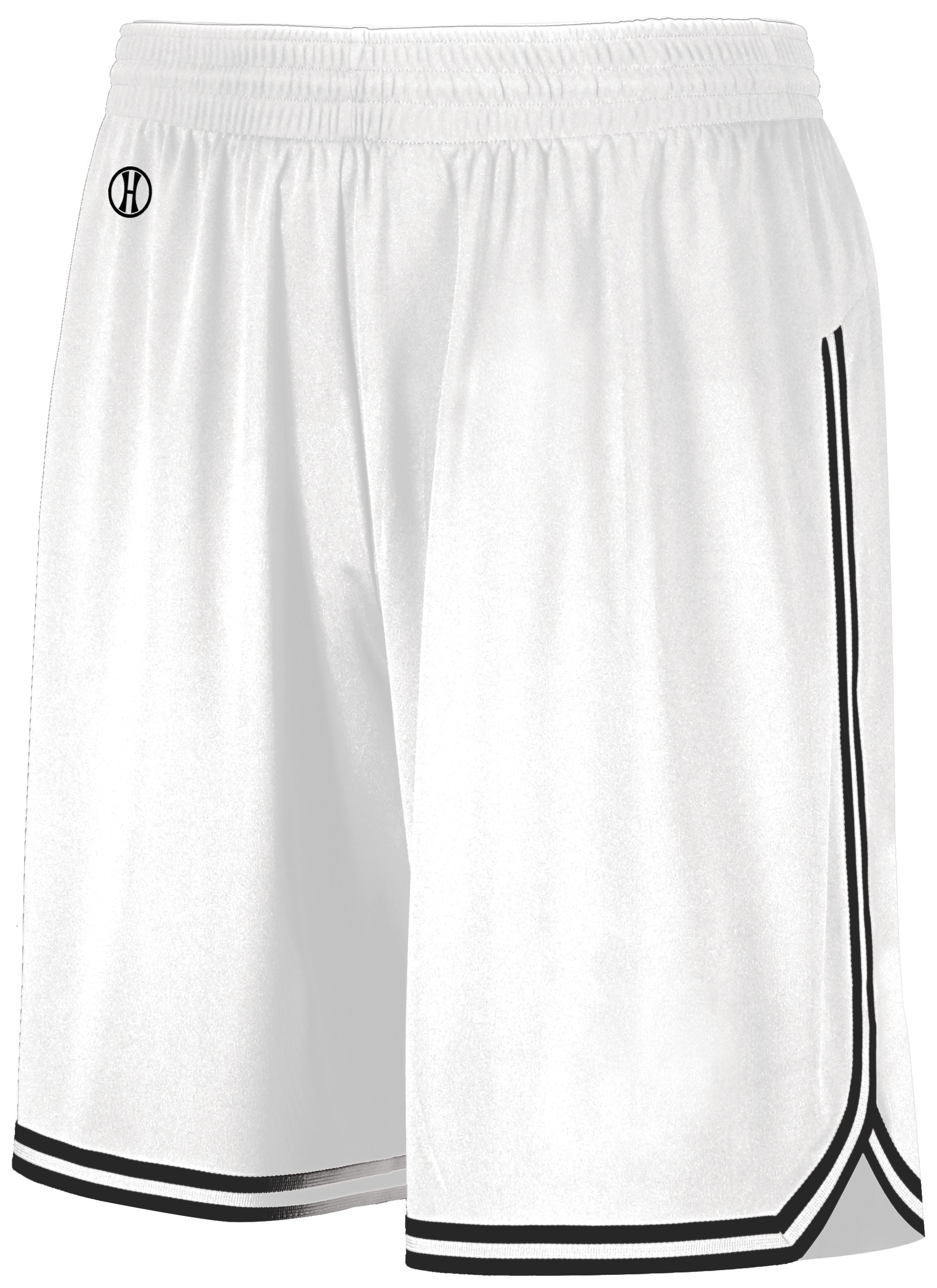 Holloway Retro Basketball Shorts in White/Black  -Part of the Adult, Adult-Shorts, Basketball, Holloway, All-Sports, All-Sports-1 product lines at KanaleyCreations.com
