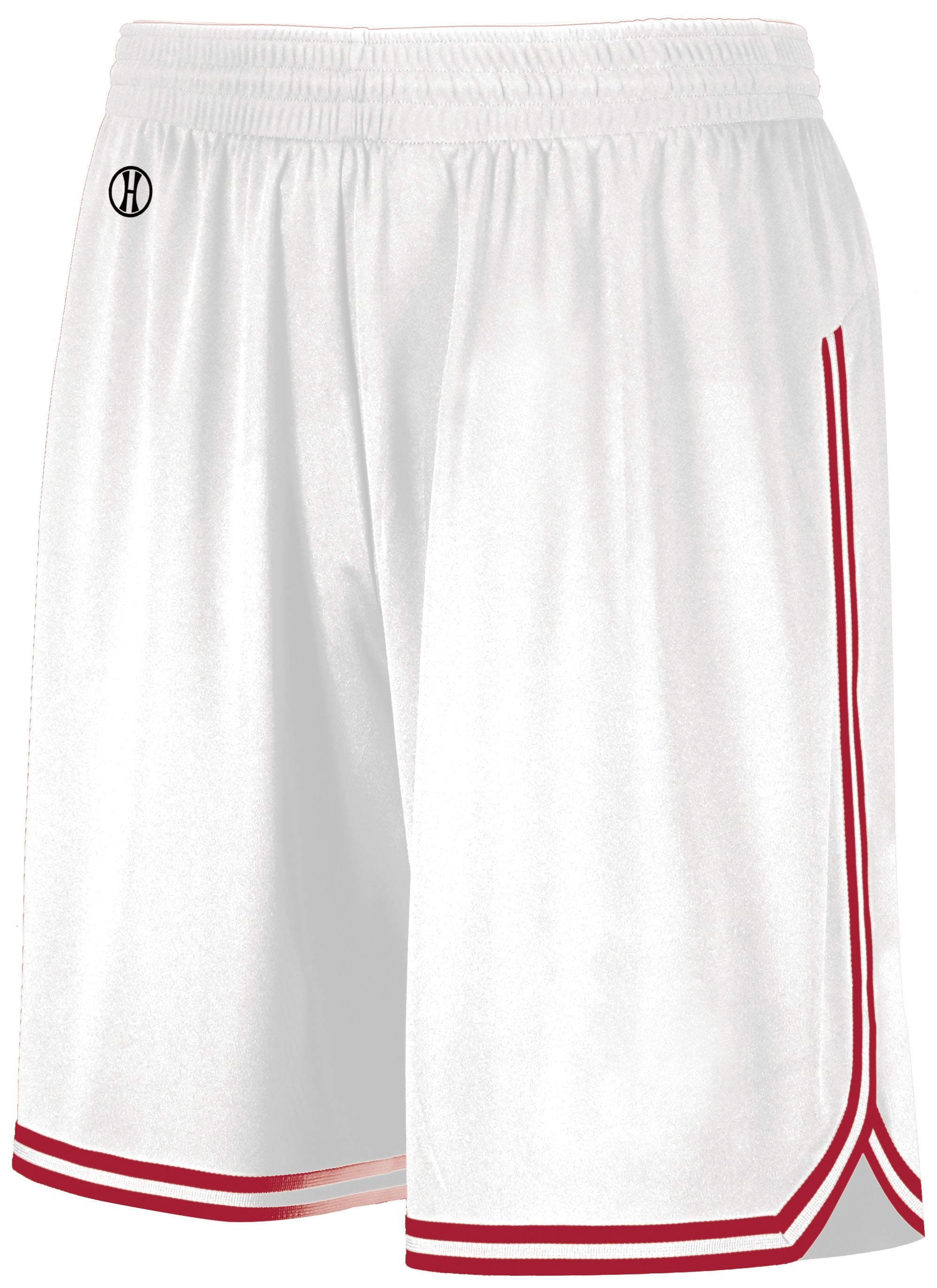 Holloway Retro Basketball Shorts in White/Scarlet  -Part of the Adult, Adult-Shorts, Basketball, Holloway, All-Sports, All-Sports-1 product lines at KanaleyCreations.com