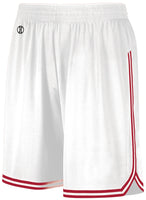 Holloway Retro Basketball Shorts in White/Scarlet  -Part of the Adult, Adult-Shorts, Basketball, Holloway, All-Sports, All-Sports-1 product lines at KanaleyCreations.com