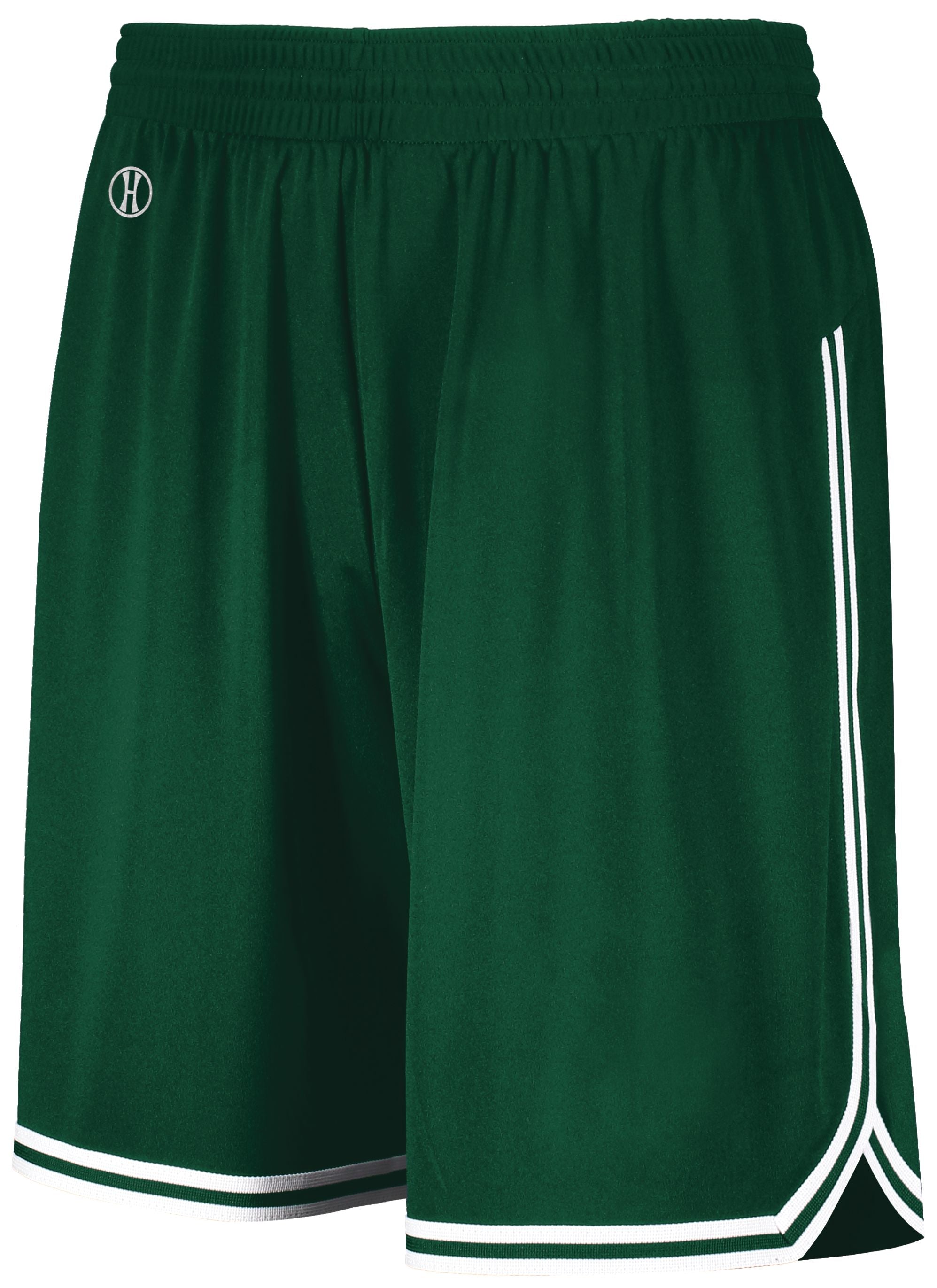 Holloway Retro Basketball Shorts in Forest/White  -Part of the Adult, Adult-Shorts, Basketball, Holloway, All-Sports, All-Sports-1 product lines at KanaleyCreations.com
