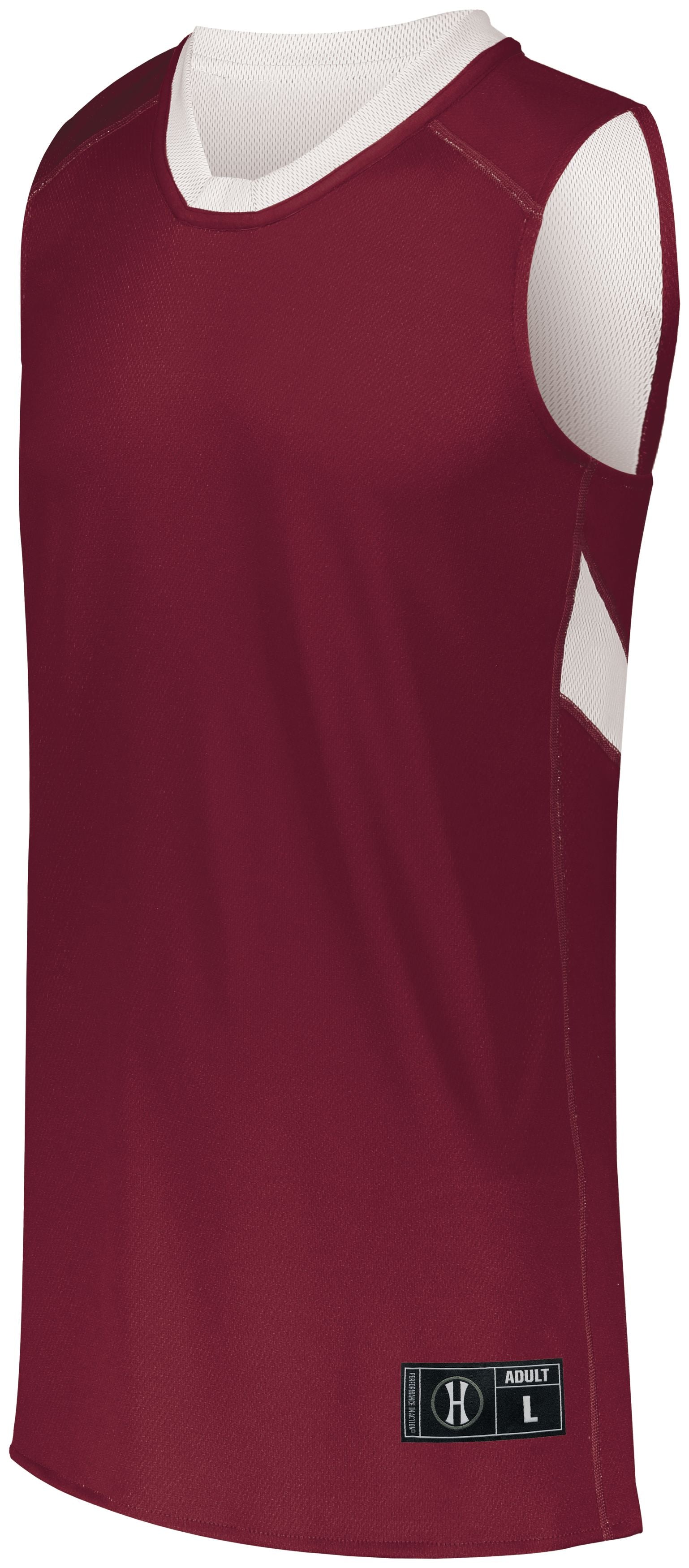 Holloway Dual-Side Single Ply Basketball Jersey in Cardinal/White  -Part of the Adult, Adult-Jersey, Basketball, Holloway, Shirts, All-Sports, All-Sports-1 product lines at KanaleyCreations.com