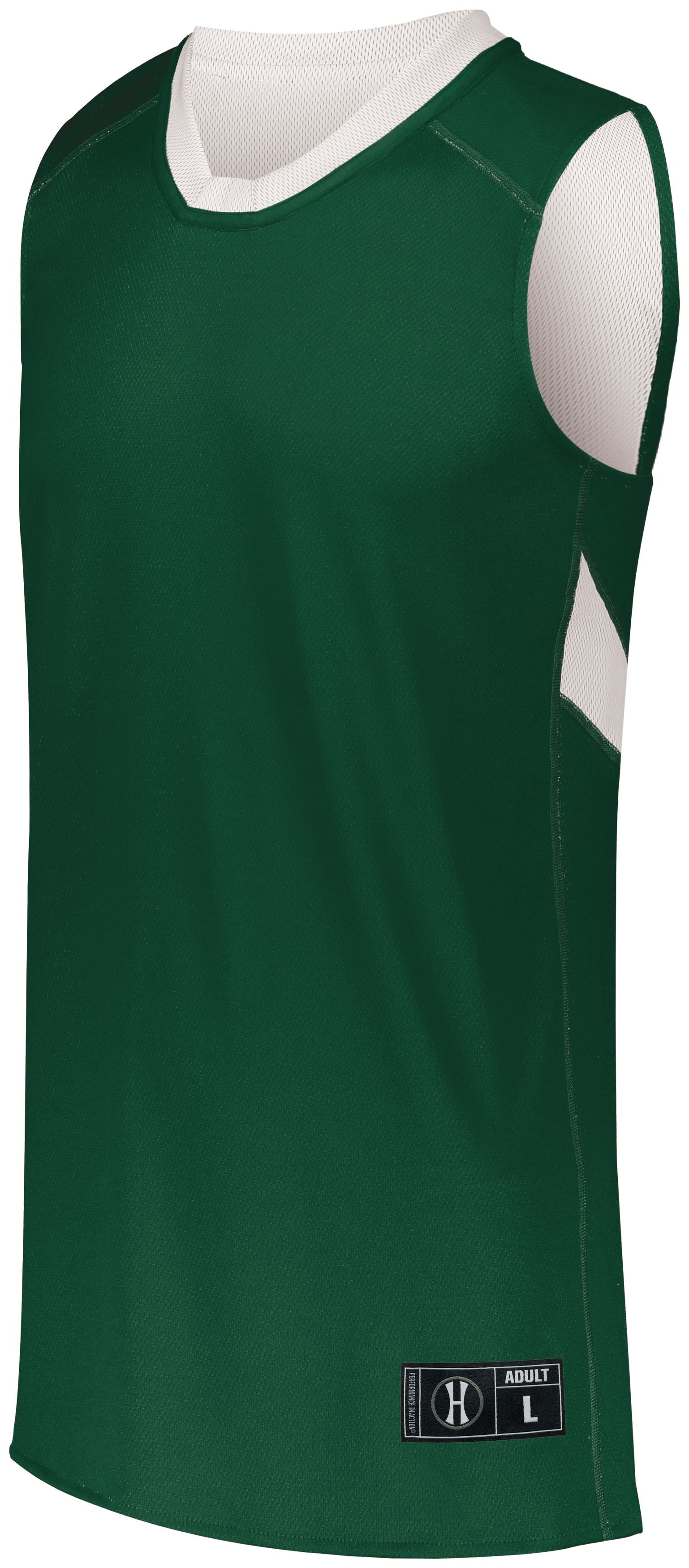 Holloway Dual-Side Single Ply Basketball Jersey in Forest/White  -Part of the Adult, Adult-Jersey, Basketball, Holloway, Shirts, All-Sports, All-Sports-1 product lines at KanaleyCreations.com