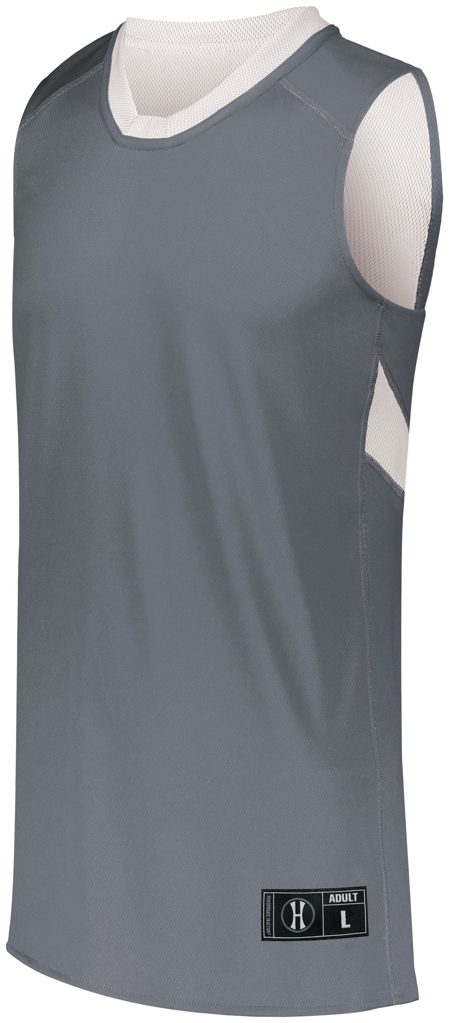 Holloway Youth Dual-Side Single Ply Basketball Jersey in Graphite/White  -Part of the Youth, Youth-Jersey, Basketball, Holloway, Shirts, All-Sports, All-Sports-1 product lines at KanaleyCreations.com