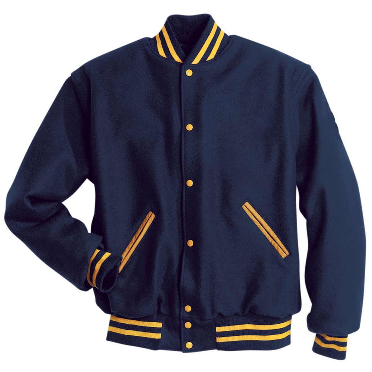 Holloway Letterman Jacket in Dark Navy/Light Gold  -Part of the Adult, Adult-Jacket, Holloway, Outerwear product lines at KanaleyCreations.com