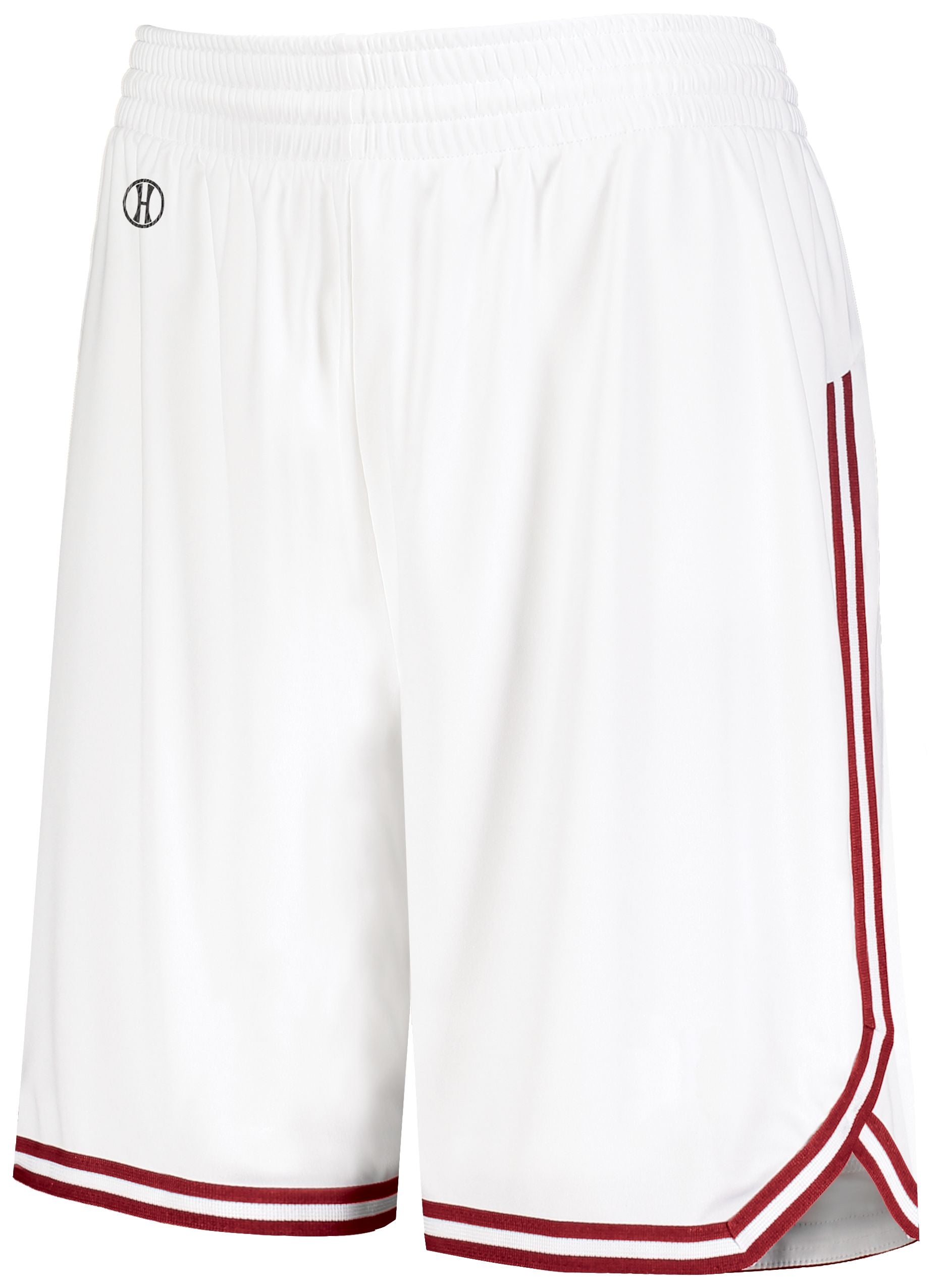 Holloway Ladies Retro Basketball Shorts in White/Scarlet  -Part of the Ladies, Ladies-Shorts, Basketball, Holloway, All-Sports, All-Sports-1 product lines at KanaleyCreations.com