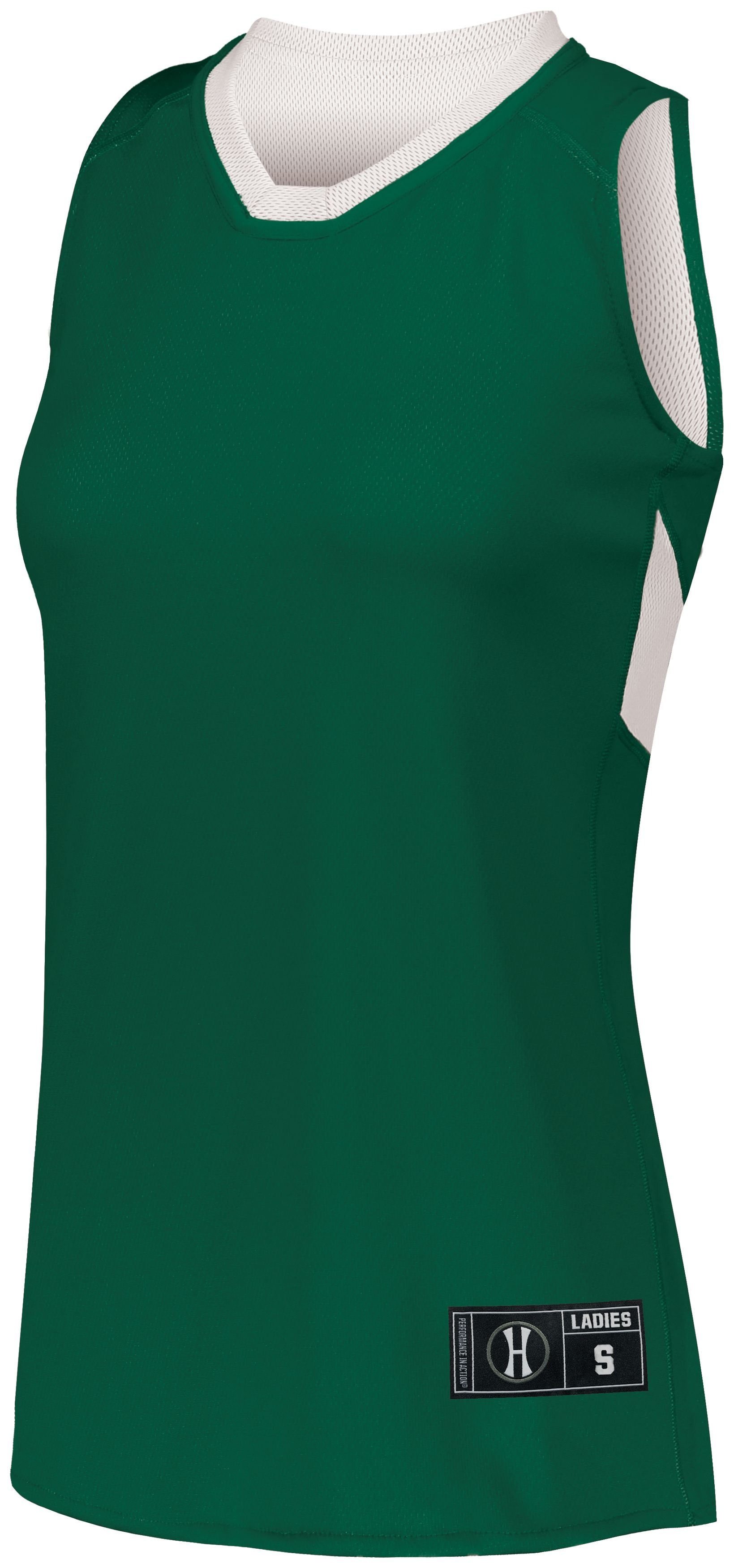 Holloway Ladies Dual-Side Single Ply Basketball Jersey in Forest/White  -Part of the Ladies, Ladies-Jersey, Basketball, Holloway, Shirts, All-Sports, All-Sports-1 product lines at KanaleyCreations.com