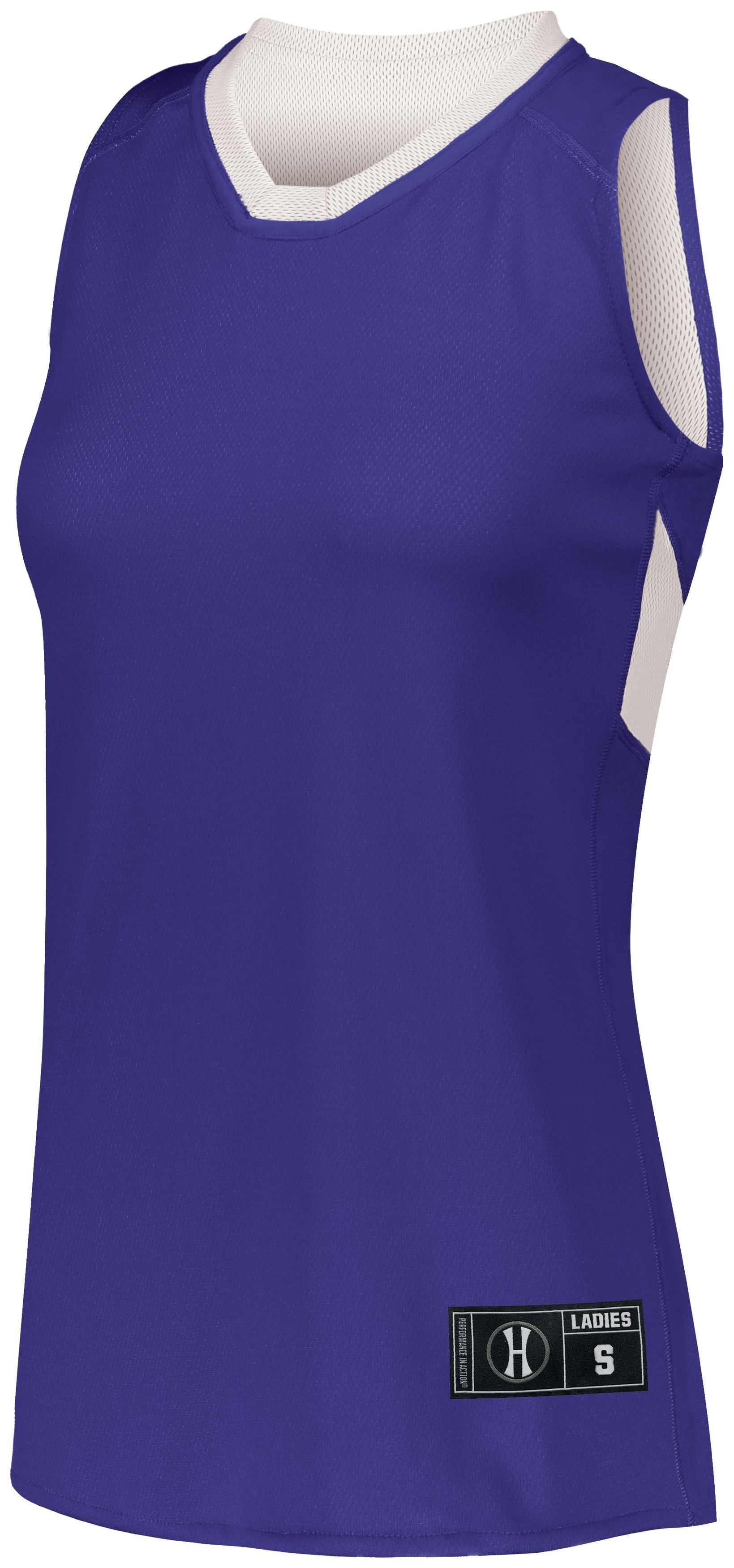 Holloway Ladies Dual-Side Single Ply Basketball Jersey in Purple/White  -Part of the Ladies, Ladies-Jersey, Basketball, Holloway, Shirts, All-Sports, All-Sports-1 product lines at KanaleyCreations.com