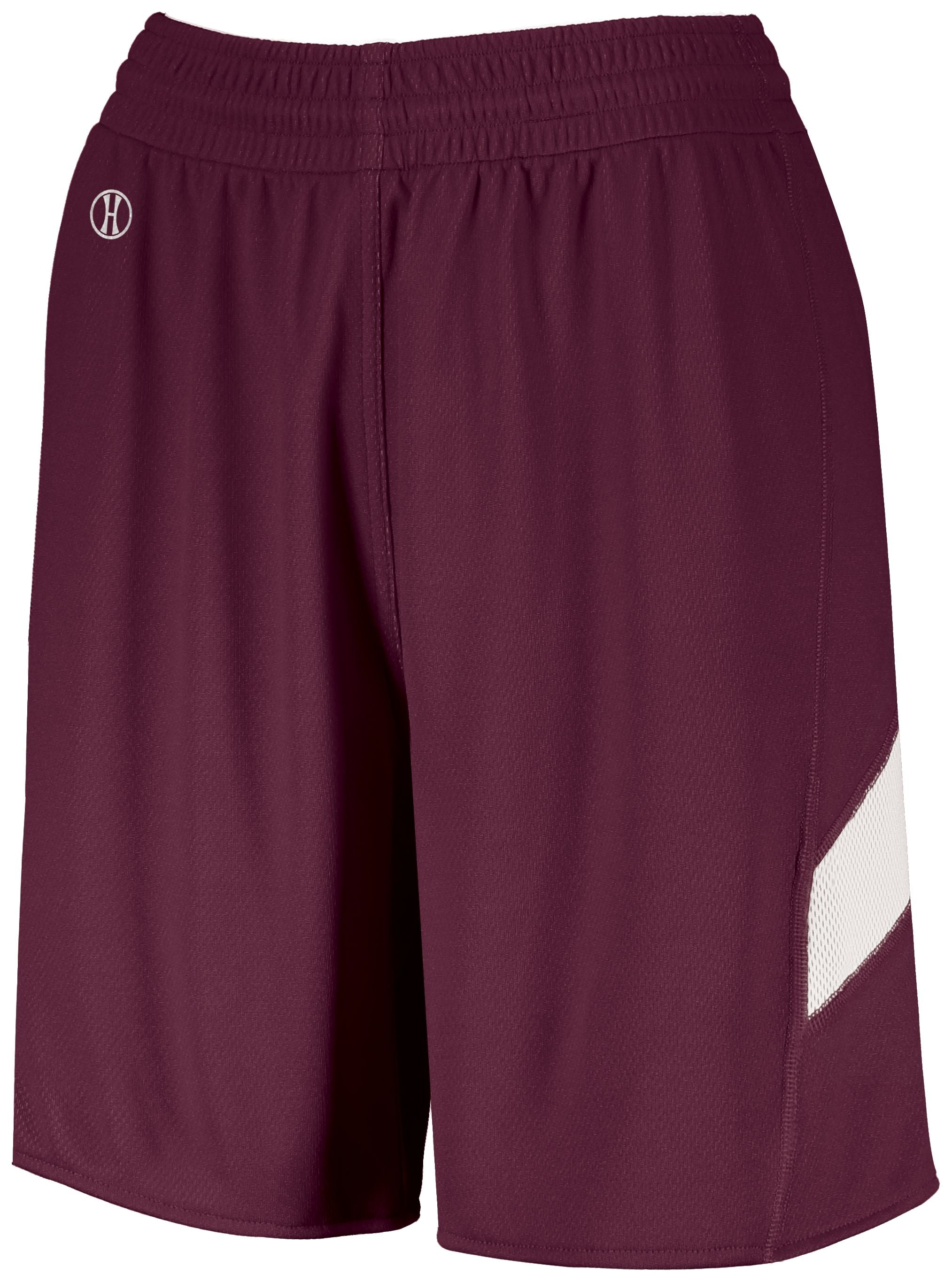 Holloway Ladies Dual-Side Single Ply Shorts in Maroon/White  -Part of the Ladies, Ladies-Shorts, Basketball, Holloway, All-Sports, All-Sports-1 product lines at KanaleyCreations.com