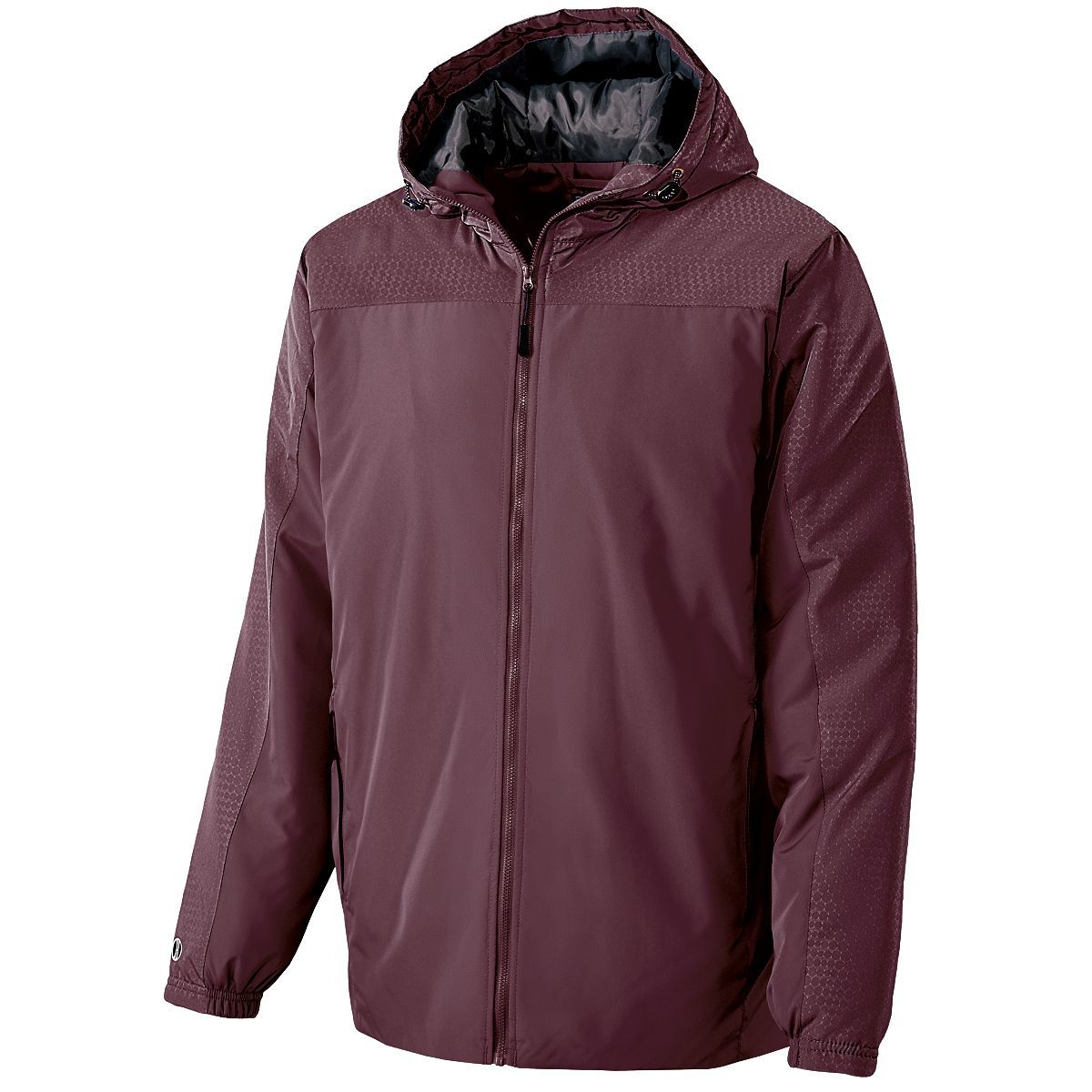 Holloway Bionic Hooded Jacket in Maroon/Carbon  -Part of the Adult, Adult-Jacket, Holloway, Outerwear product lines at KanaleyCreations.com