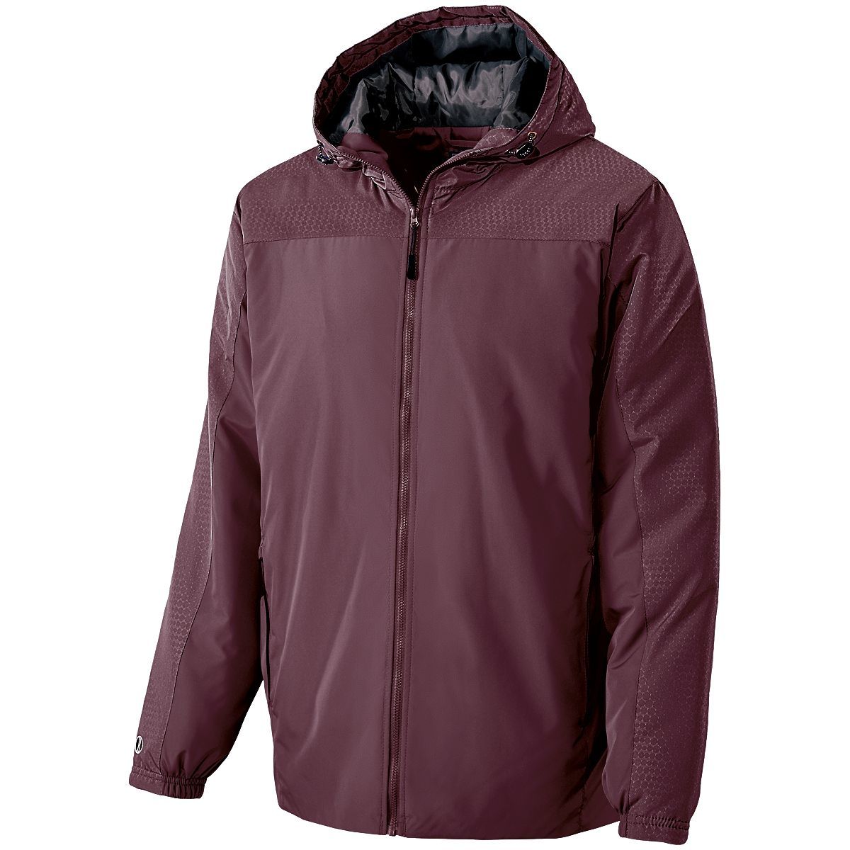 Holloway Youth Bionic Hooded Jacket in Maroon/Carbon  -Part of the Youth, Youth-Jacket, Holloway, Outerwear product lines at KanaleyCreations.com