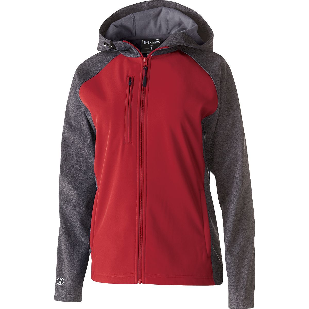 Holloway Ladies Raider Softshell Jacket in Carbon Print/Scarlet  -Part of the Ladies, Ladies-Jacket, Holloway, Outerwear product lines at KanaleyCreations.com