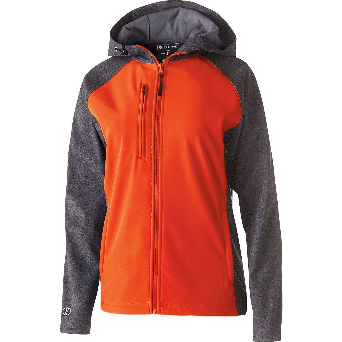 Holloway Ladies Raider Softshell Jacket in Carbon Print/Orange  -Part of the Ladies, Ladies-Jacket, Holloway, Outerwear product lines at KanaleyCreations.com