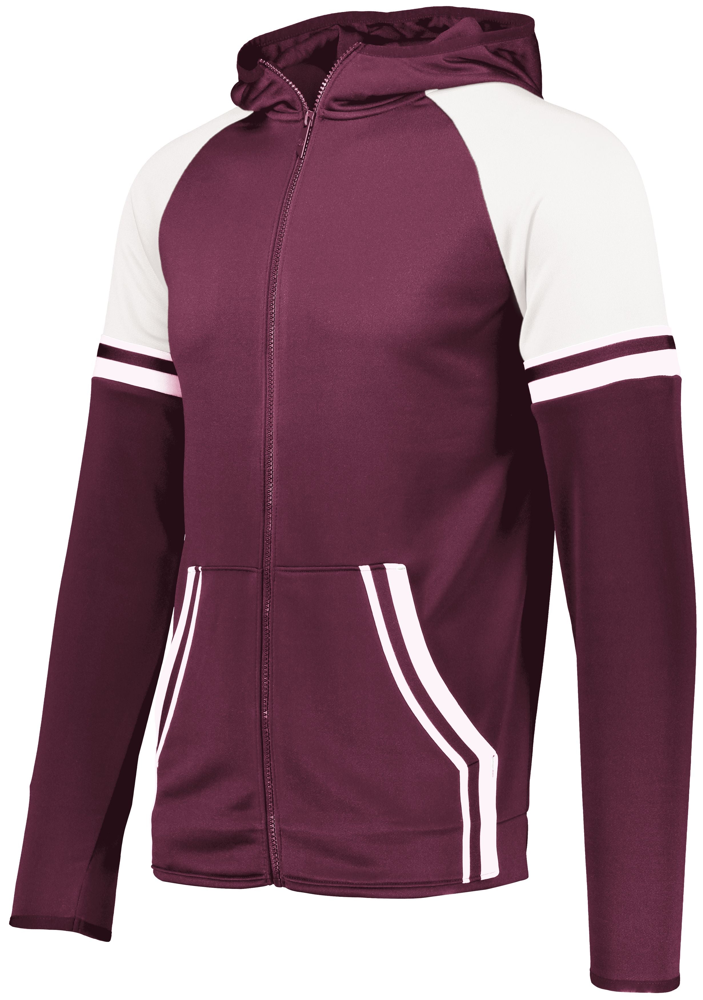 Holloway Retro Grade Jacket in Maroon/White  -Part of the Adult, Adult-Jacket, Holloway, Outerwear product lines at KanaleyCreations.com