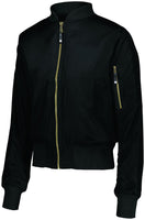 Holloway Ladies Flight Bomber Jacket in Black  -Part of the Ladies, Ladies-Jacket, Holloway, Outerwear product lines at KanaleyCreations.com