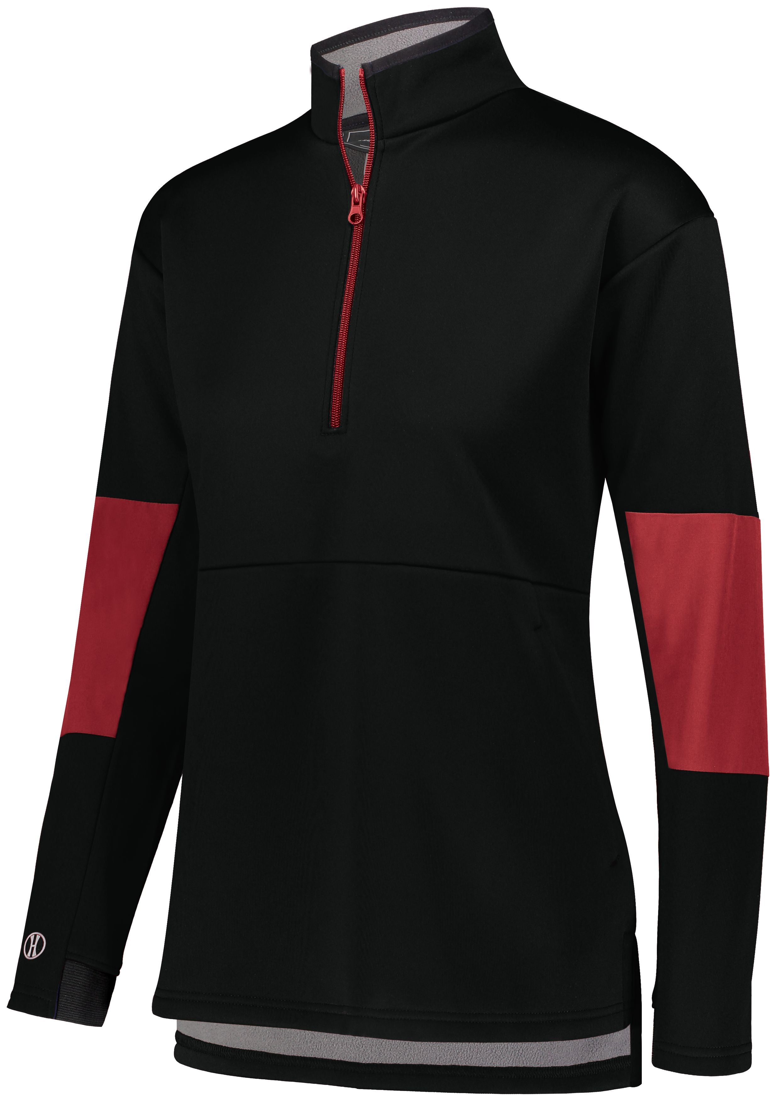 Holloway Ladies Sof-Stretch Pullover in Black/Scarlet  -Part of the Ladies, Ladies-Pullover, Holloway, Outerwear product lines at KanaleyCreations.com
