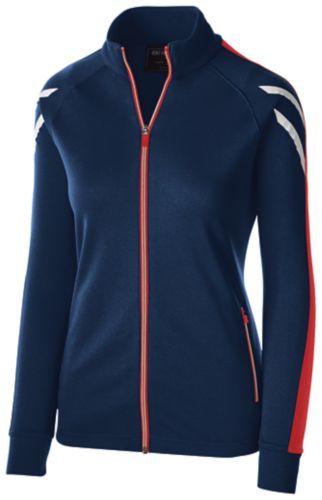 Holloway Ladies Flux Jacket in Navy Heather/Scarlet/White  -Part of the Ladies, Ladies-Jacket, Holloway, Outerwear, Flux-Collection, Corporate-Collection product lines at KanaleyCreations.com