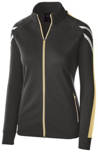 Holloway Ladies Flux Jacket in Black Heather/Vegas Gold/White  -Part of the Ladies, Ladies-Jacket, Holloway, Outerwear, Flux-Collection, Corporate-Collection product lines at KanaleyCreations.com