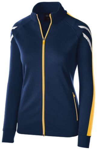 Holloway Ladies Flux Jacket in Navy Heather/Light Gold/White  -Part of the Ladies, Ladies-Jacket, Holloway, Outerwear, Flux-Collection, Corporate-Collection product lines at KanaleyCreations.com