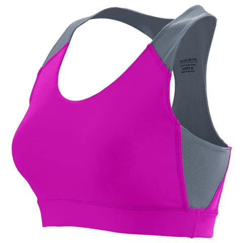 Augusta Sportswear Ladies All Sport Sports Bra in Power Pink/Graphite  -Part of the Ladies, Augusta-Products, Shirts product lines at KanaleyCreations.com
